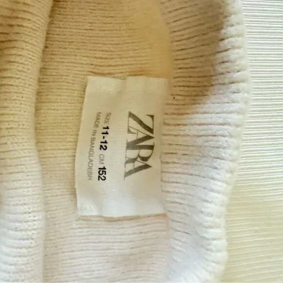 Zara Girls Sweater Top Longsleeve Striped Knit White Navy Casual Size 11-12 - Picture 2 of 3